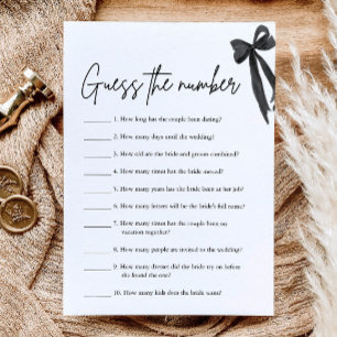 Black Bow Guess the Number Bridal Shower Game Invitation