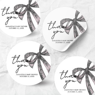 Black Bow Halloween Baby Shower Classic Round Sticker