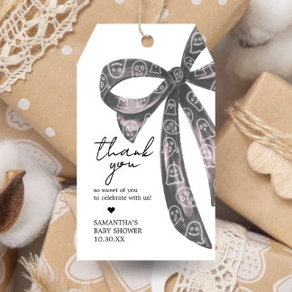 Black Bow Halloween Baby Shower Favour Tags