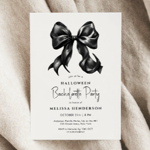 Black Bow Halloween Bachelorette Party  Invitation