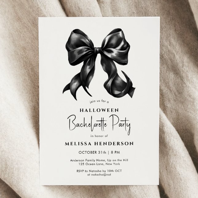 Black Bow Halloween Bachelorette Party  Invitation (Creator Uploaded)