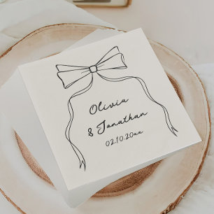 Black Bow Hand Drawn Quirky Wedding Napkin