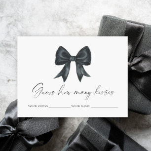Black bow How many kisses bridal game Enclosure Card