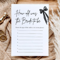 Black Bow How Old Was the Bride Bridal Shower Game