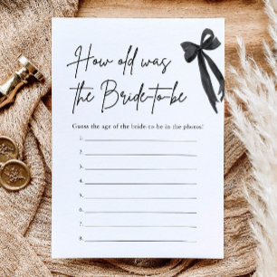 Black Bow How Old Was the Bride Bridal Shower Game Invitation