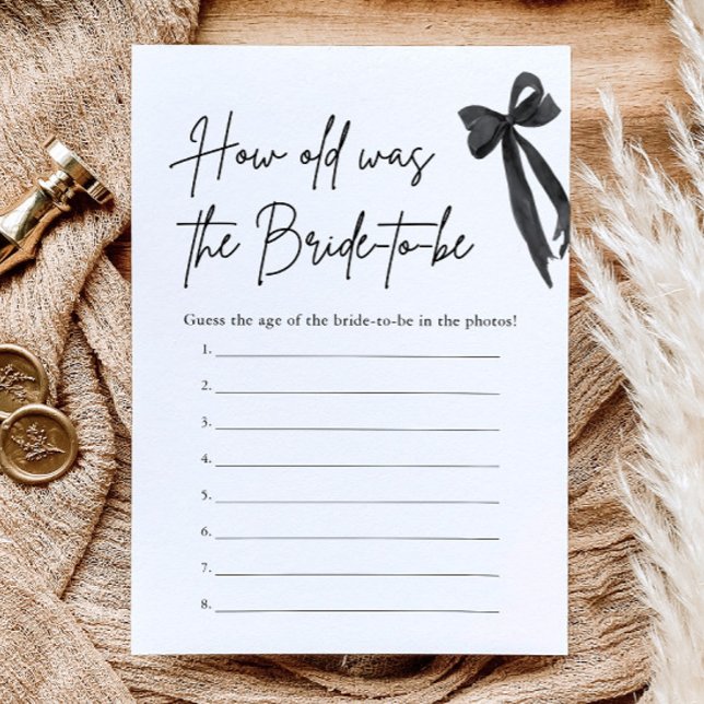 Black Bow How Old Was the Bride Bridal Shower Game Invitation (Black Bow How Old Was the Bride Bridal Shower Game)