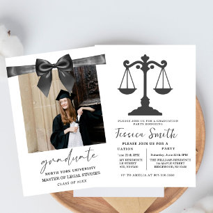 Black Bow Law University Graduation Party  Invitation