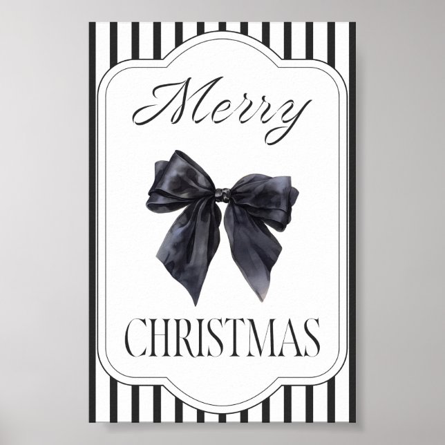 Black Bow Merry Christmas Wall Art (Front)