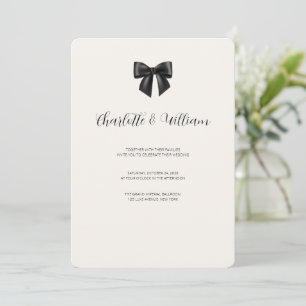 Black Bow Minimalist Wedding Invitation