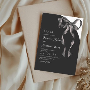 Black Bow Modern and Classic Wedding Invitation
