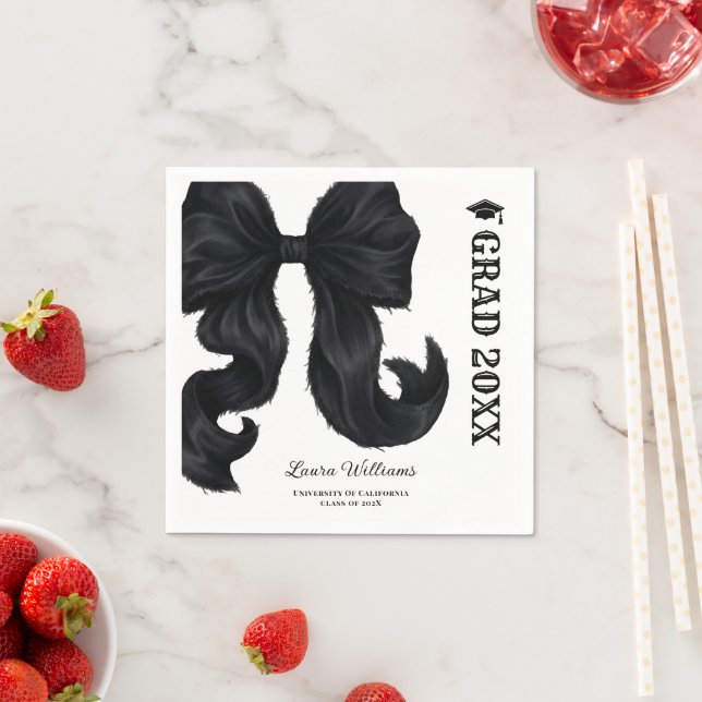 Black Bow Modern Graduation  Napkin (Insitu)