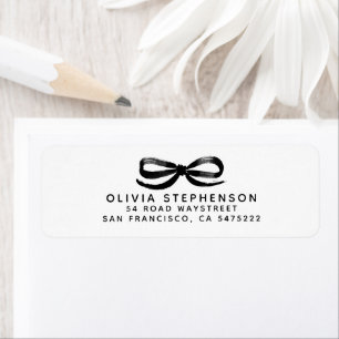 Black Bow Modern Whimsical Return Address Label