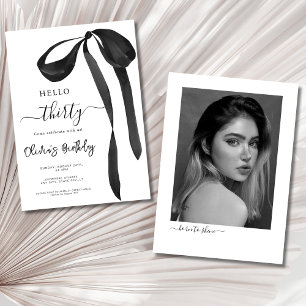 black bow photo birthday 30th Birthday Party Invitation