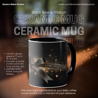 Black Bow & Ribbon Ceramic Mug