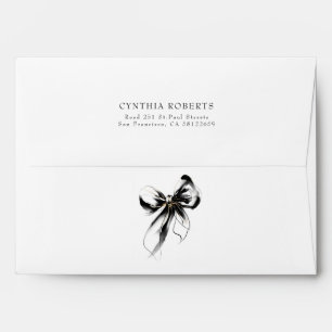 Black Bow Romantic Elegant Chic Return Address Envelope