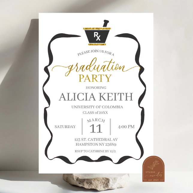 Black Bow RX graduation invitation (Creator Uploaded)