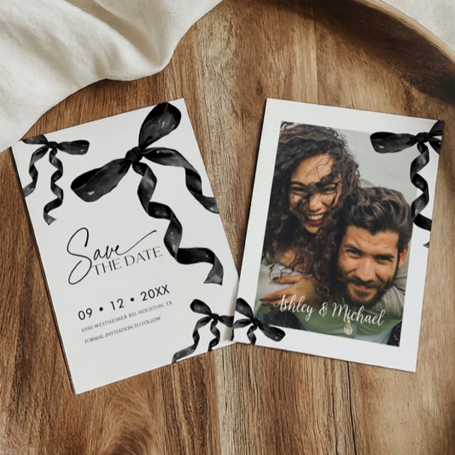 Black Bow Save The Date Invitation (Creator Uploaded)