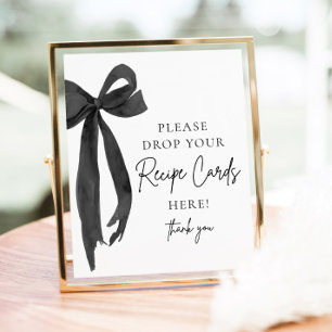 Black Bow Share a Recipe Card Bridal Shower Sign