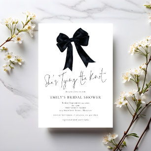 Black Bow She is Tying The Knot Bridal Shower Invitation