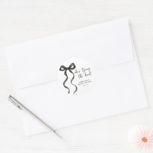 Black Bow She’s Tying The Knot Bridal Shower Classic Round Sticker