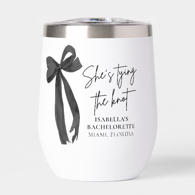 Black Bow She's Tying the Knot Bachelorette (Front)