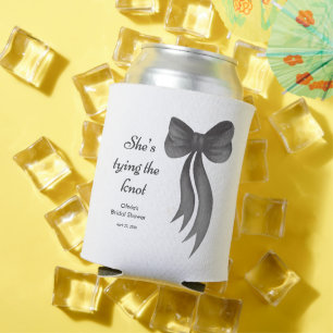 Black Bow She's Tying the Knot Bridal Shower  Can Cooler