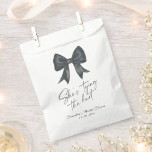 Black Bow She's tying the knot Bridal Shower Favour Bag