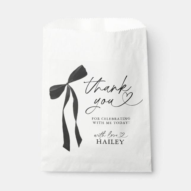 Black Bow She's Tying the Knot Bridal Shower Favour Bag (Front)