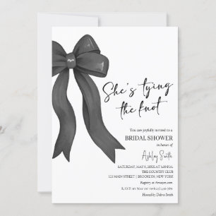 Black Bow She's Tying the Knot Bridal Shower Invitation