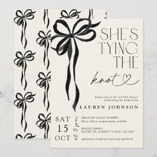 Black Bow She's Tying the Knot Bridal Shower Invitation