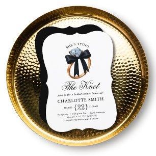 Black Bow She's Tying the Knot Bridal Shower Invitation