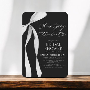 Black Bow She's Tying the Knot Bridal Shower Invitation