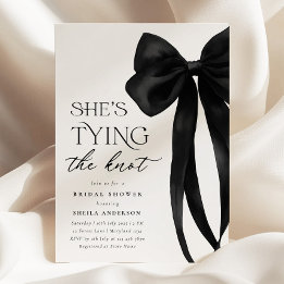 Black Bow She's Tying The Knot Bridal Shower Invitation