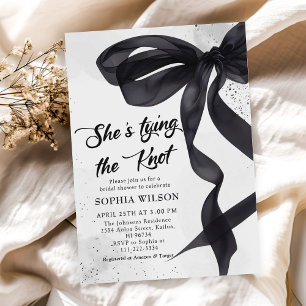 Black Bow She's Tying the Knot Bridal Shower Invitation