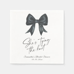 Black Bow She's tying the knot Bridal Shower Napkin
