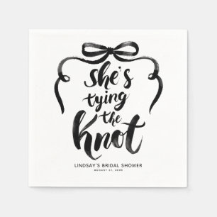 Black Bow She's Tying the Knot Bridal Shower Napkin