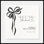 Black Bow She's Tying The Knot Bridal Shower Napkin<br><div class="desc">Every detail matters when crafting an unforgettable bridal shower, and these Black Bow She's Tying The Knot napkins bring a refined elegance to the celebration. Featuring a delicately illustrated black ribbon and sophisticated typography, they set the tone for an event steeped in grace and charm. Whether used for a bridal...</div>