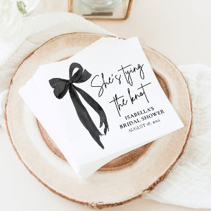 Black Bow She's Tying the Knot Bridal Shower  Napkin