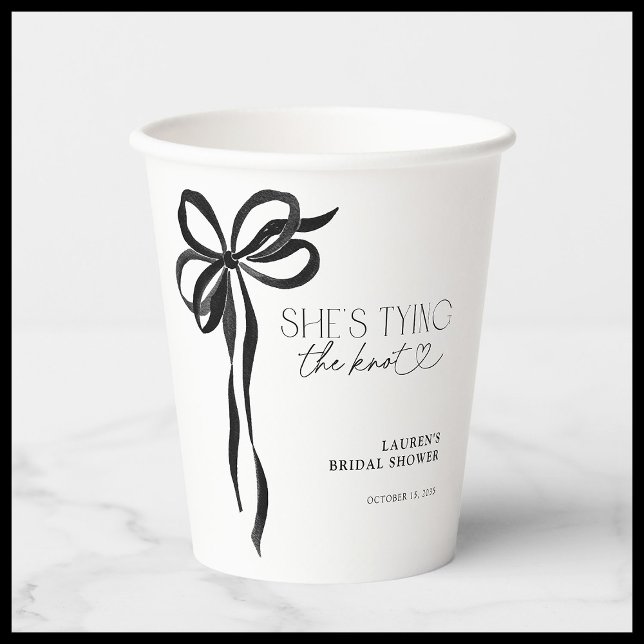 Black Bow She's Tying The Knot Bridal Shower Paper Cups (Creator Uploaded)