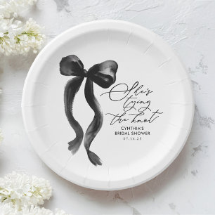 Black Bow She's Tying the Knot Bridal Shower Paper Plate