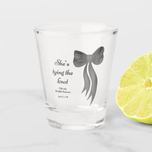 Black Bow She's Tying the Knot Bridal Shower  Shot Glass