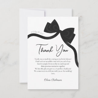 Black Bow She's tying the knot bridal shower  Thank You Card