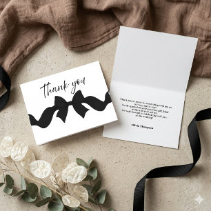 Black Bow She's Tying the Knot Bridal Shower Thank You Card