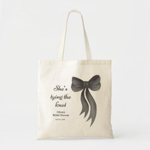 Black Bow She's Tying the Knot Bridal Shower Tote Bag