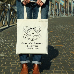 Black Bow She's Tying the Knot Bridal Shower Tote Bag
