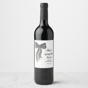 Black Bow She's Tying the Knot Bridal Shower  Wine Label