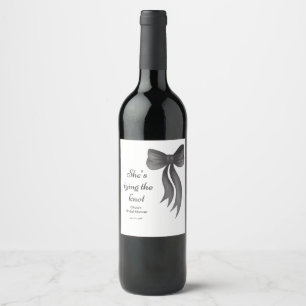 Black Bow She's Tying the Knot Bridal Shower  Wine Label