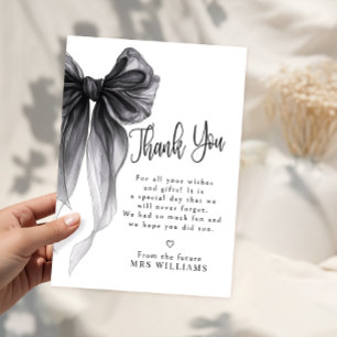 Black Bow She's Tying the Knot Thank You Card