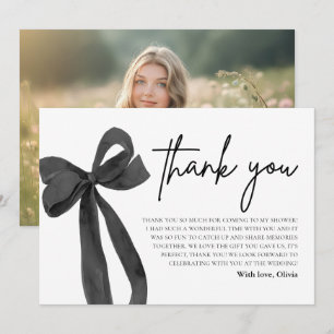 Black Bow She's Tying the Knot Thank You Card