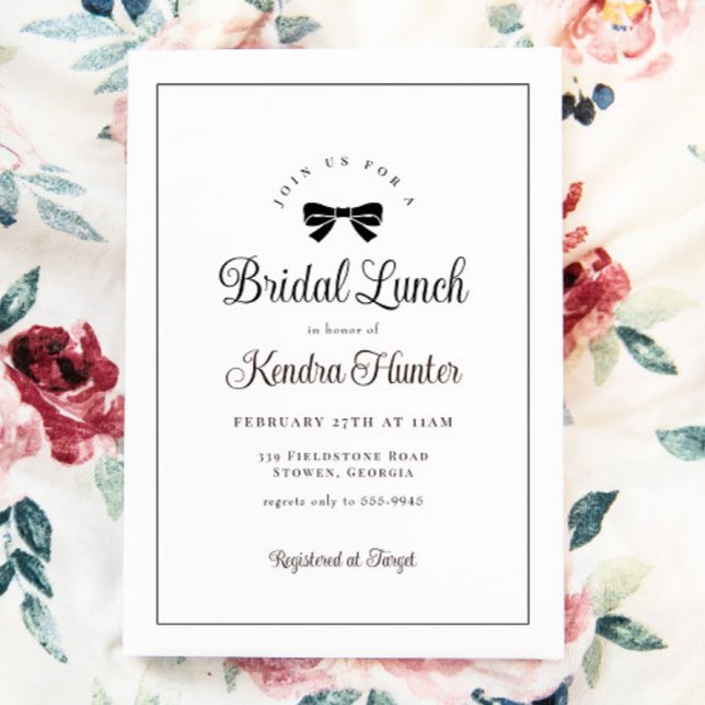 Black Bow Simple Elegant Bridal Shower Invitation (Creator Uploaded)